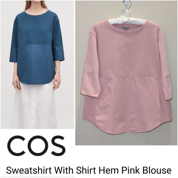 COS Sweatshirt With Shirt Hem Pink Blouse - Picture 1 of 14